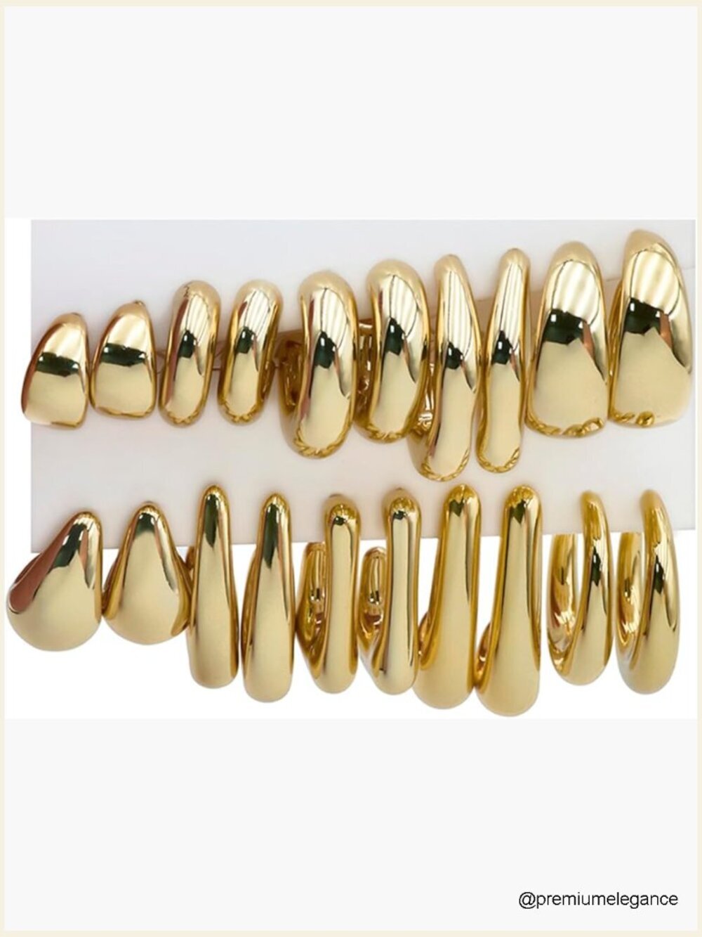 10 Pairs Chunky Gold Dangle Hoop Earrings Set Statement Lightweight